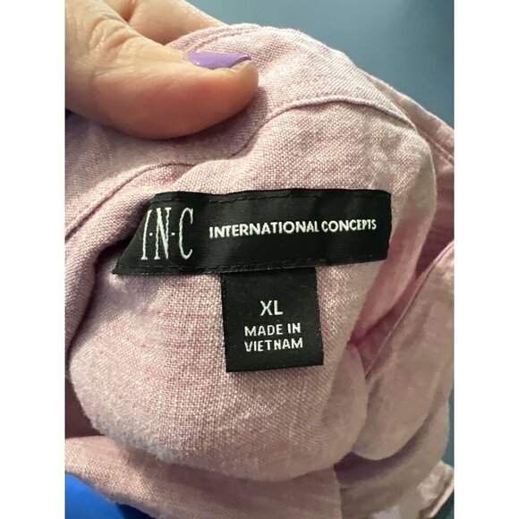 Men's Linen Blend Shirt XL INC International Concepts Button-Down Beachy - Picture 6 of 10